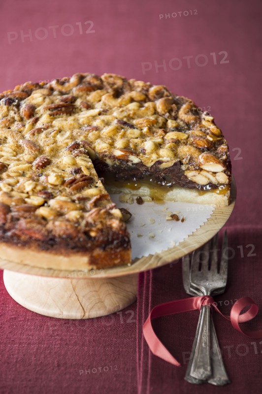 Pie on tray missing slice