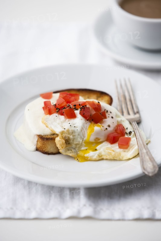 Plate of egg and mozzarella bread