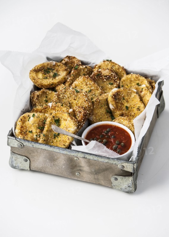 Fried mozzarella and sauce