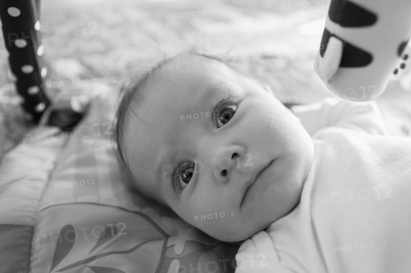Caucasian baby boy laying on blanket
