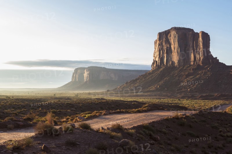 Rock formations overlooking desert landscape