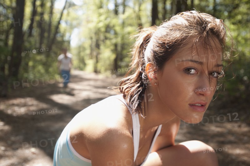 Hispanic woman on nature trail