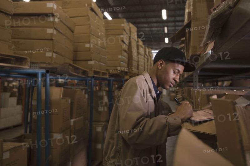 Black man working in warehouse