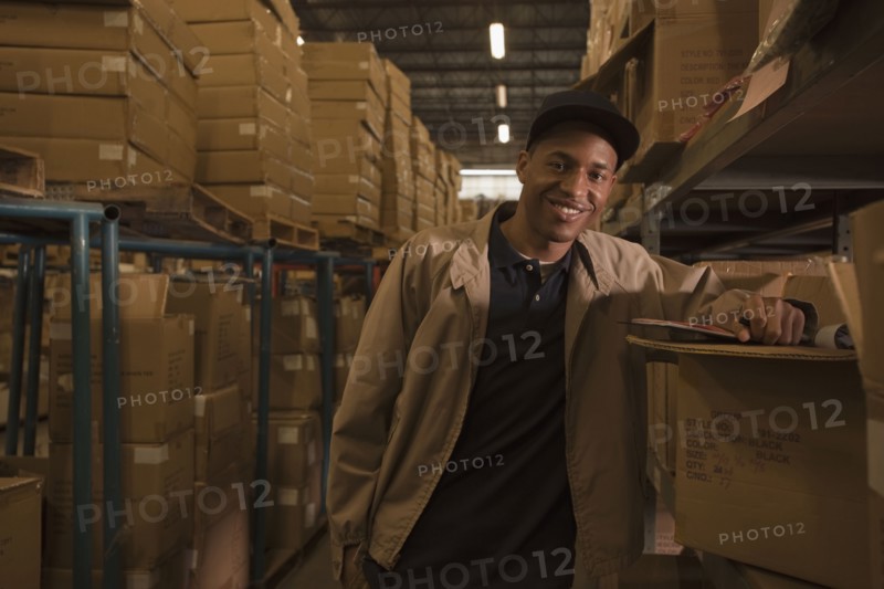 Black man working in warehouse
