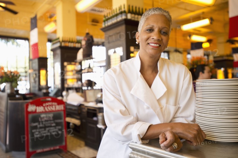 African American chef in cafe