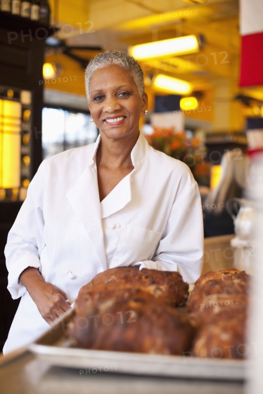African American chef in cafe