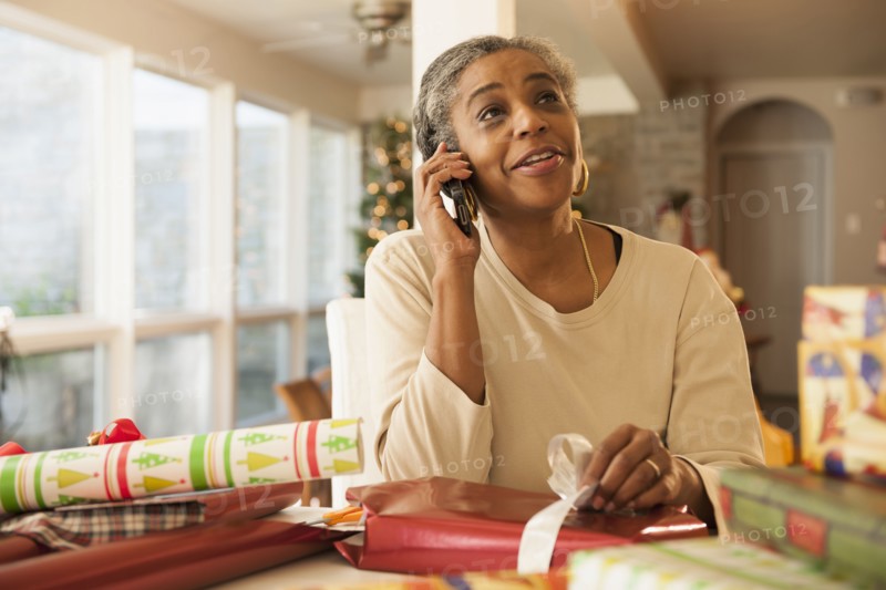 African American woman talking on cell phone