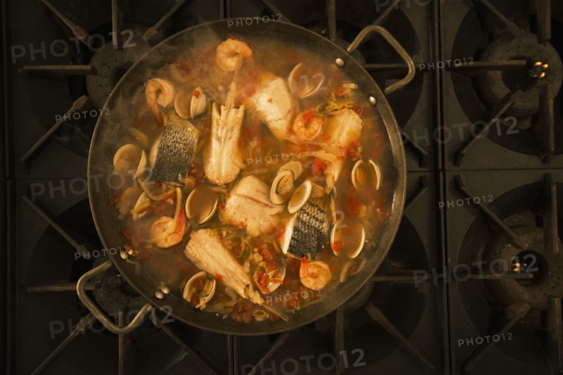 Pot of Chesapeake Bay bouillabaisse