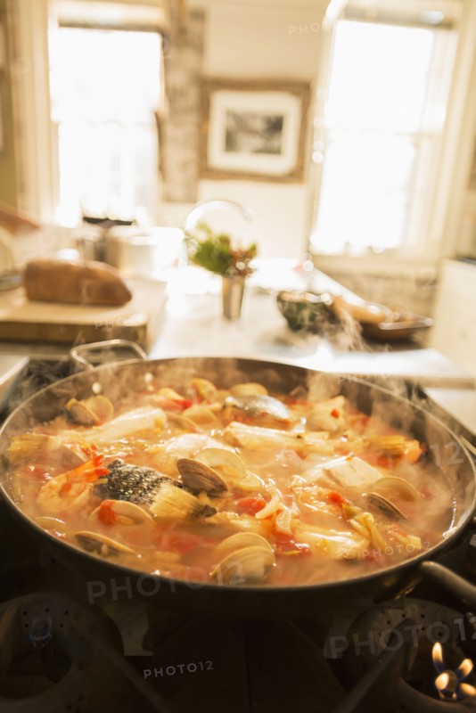 Pot of Chesapeake Bay bouillabaisse