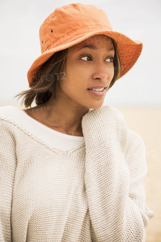 African American woman at beach
