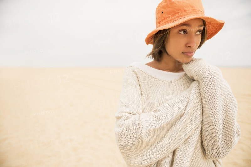African American woman at beach
