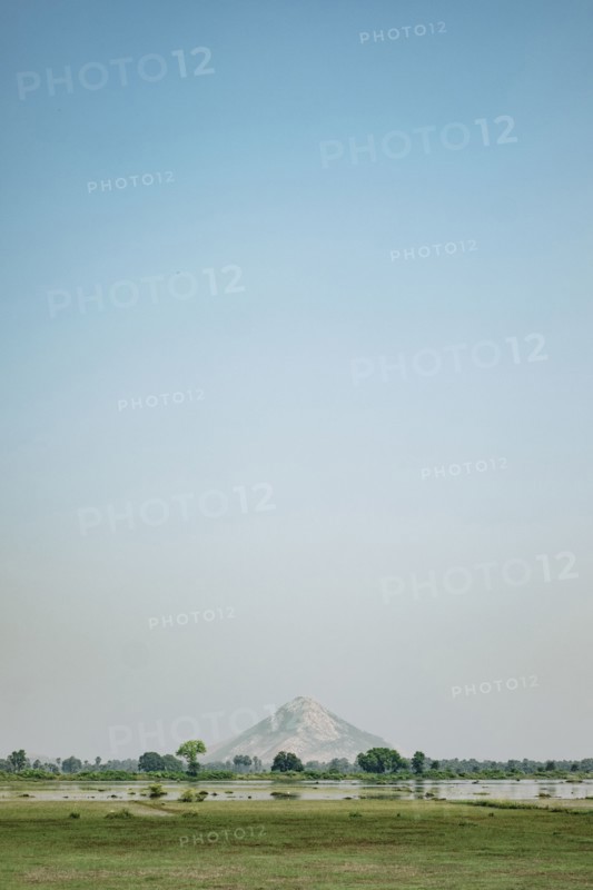 Distant mountain and river
