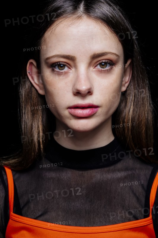 Portrait of serious Caucasian woman