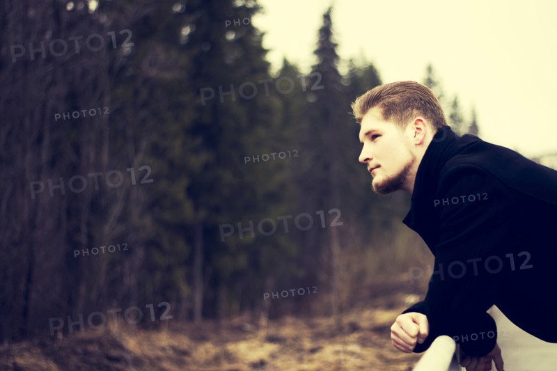Caucasian man admiring forest outdoors