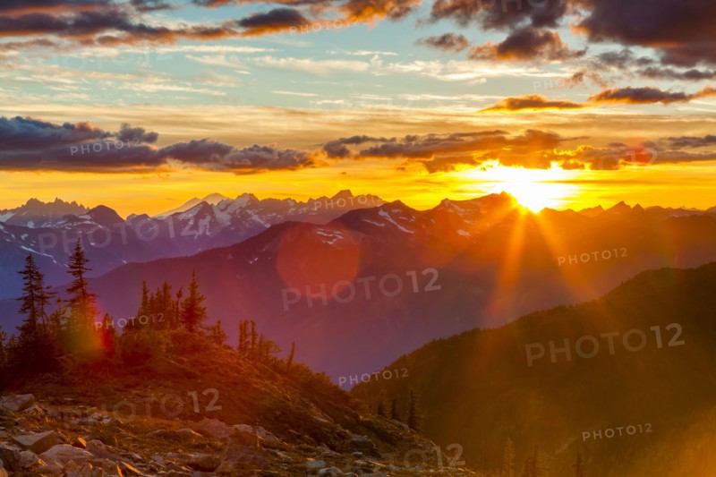 Mountain landscape at sunset