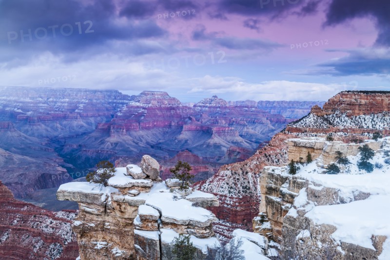Scenic view of snow at canyon