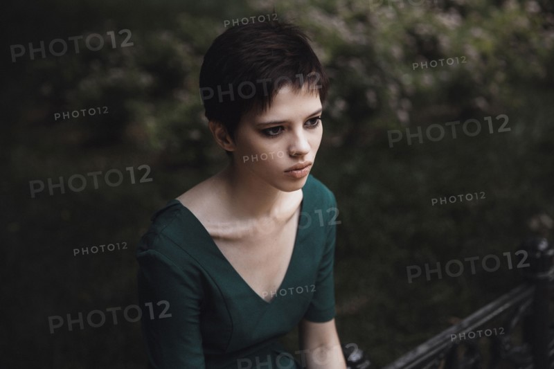 Portrait of serious Caucasian woman