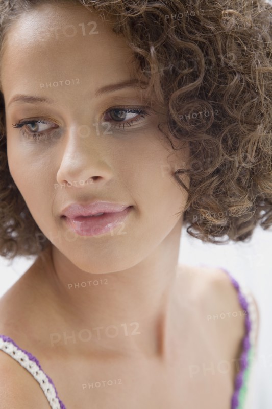 Close up of mixed race woman