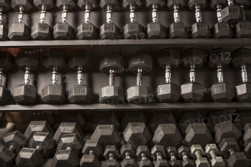 Dumbbells on rack