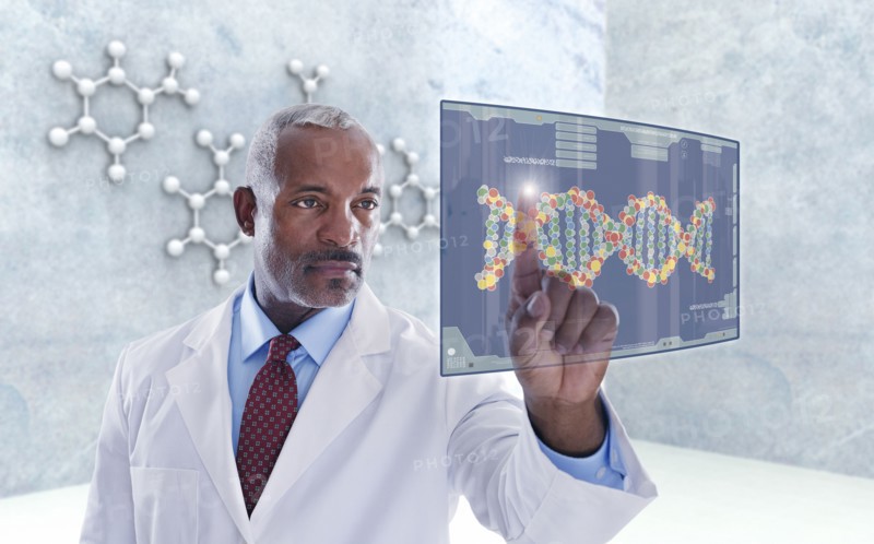 Black doctor using digital display