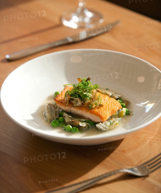 Plate of fish and vegetables