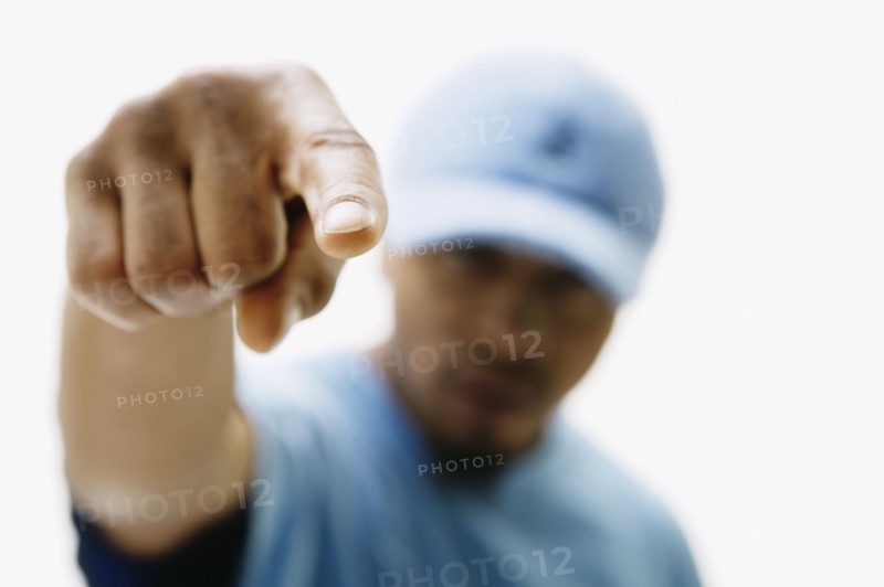 Close up of African man pointing