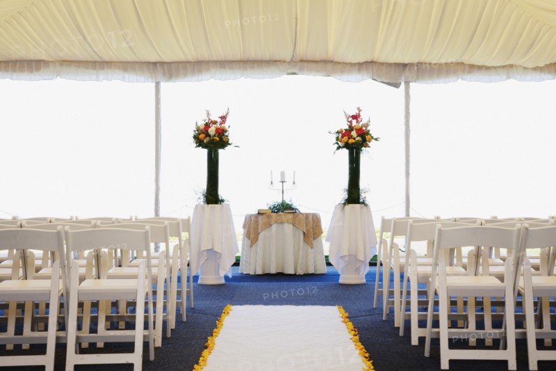 Interior view of wedding tent