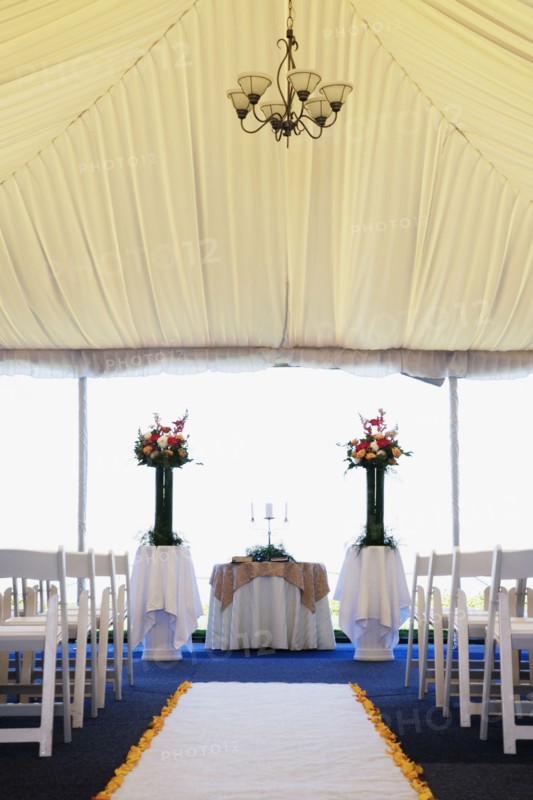 Interior view of wedding tent