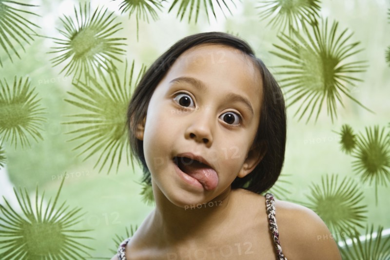 Asian girl making a face