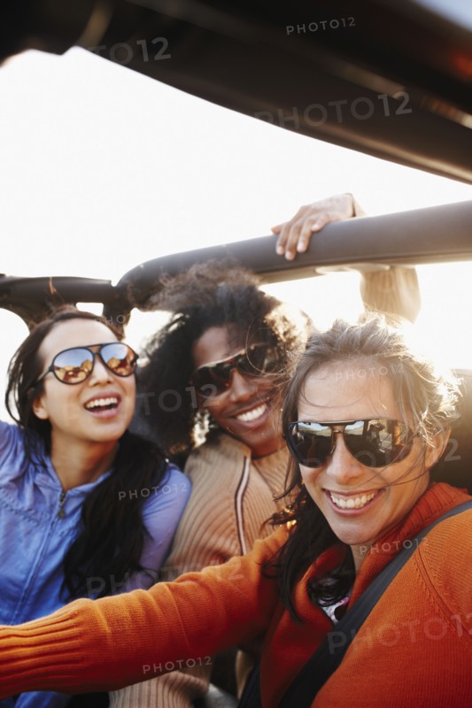 Multi-ethnic friends on roadtrip