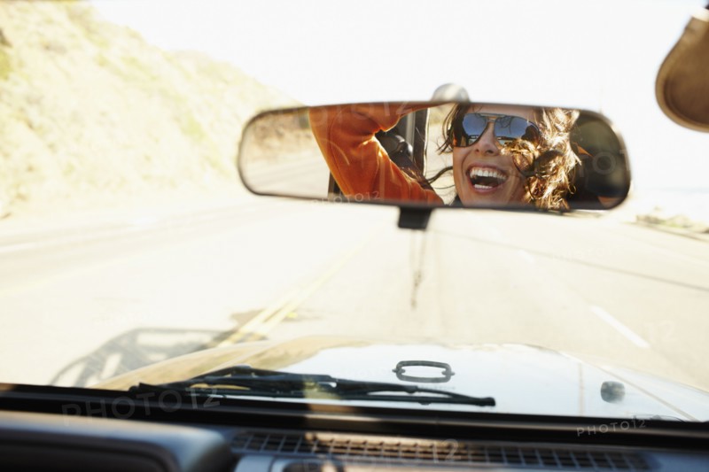Hispanic woman on roadtrip