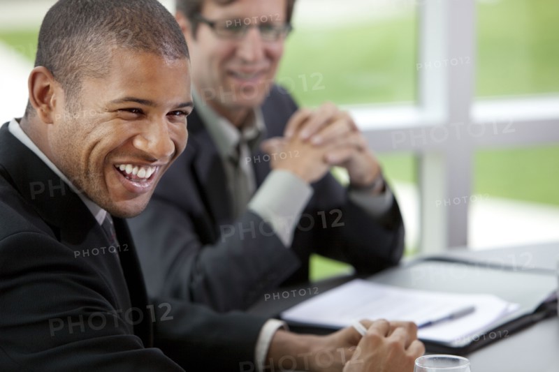 African businessman laughing