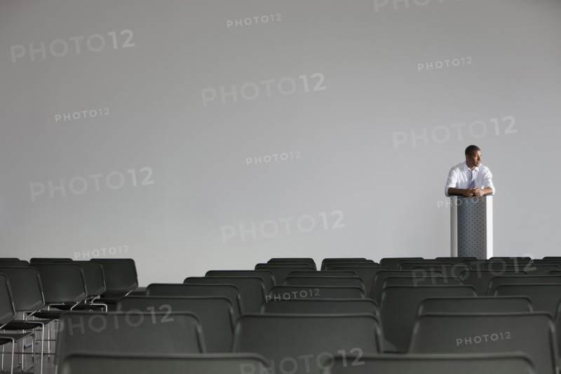 African businessman preparing for speech