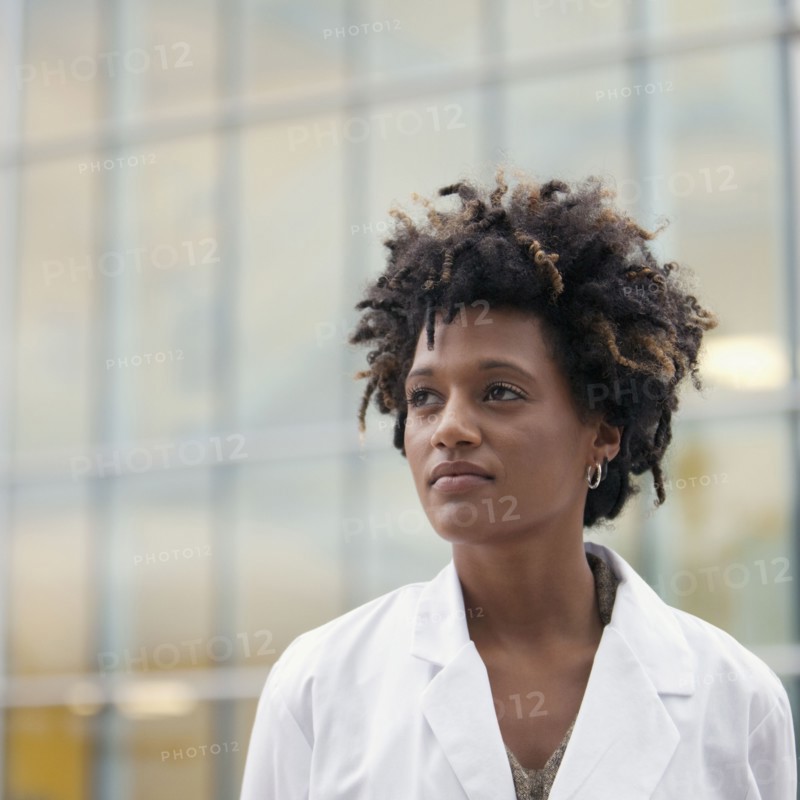 Serious mixed race doctor