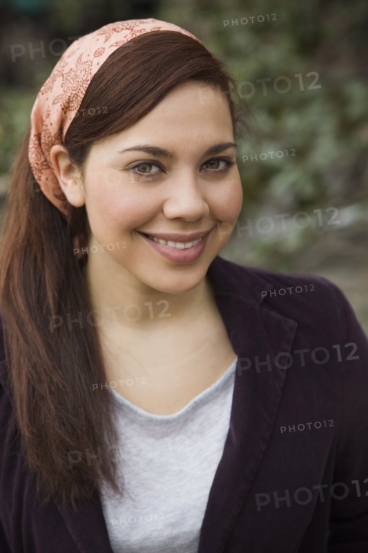 Mixed race woman smiling