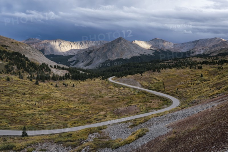 Winding road in valley