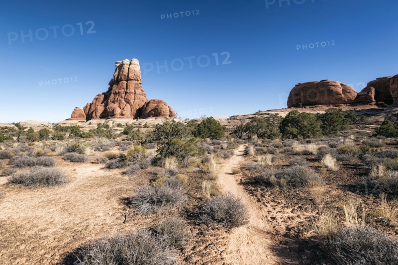 Blue sky over desert path