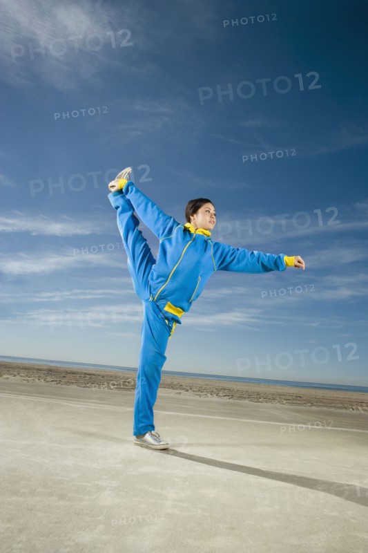 Asian woman stretching