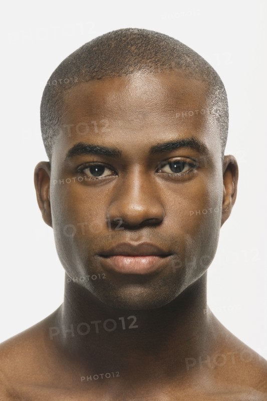 Close up of African American man's face
