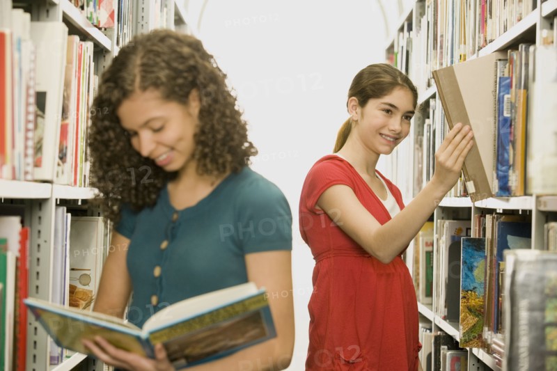 Girls enjoying library