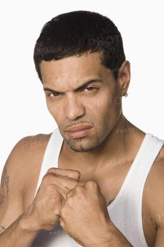 Hispanic man looking fierce