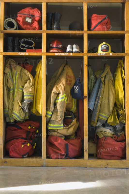 Firemen's gear at firehouse