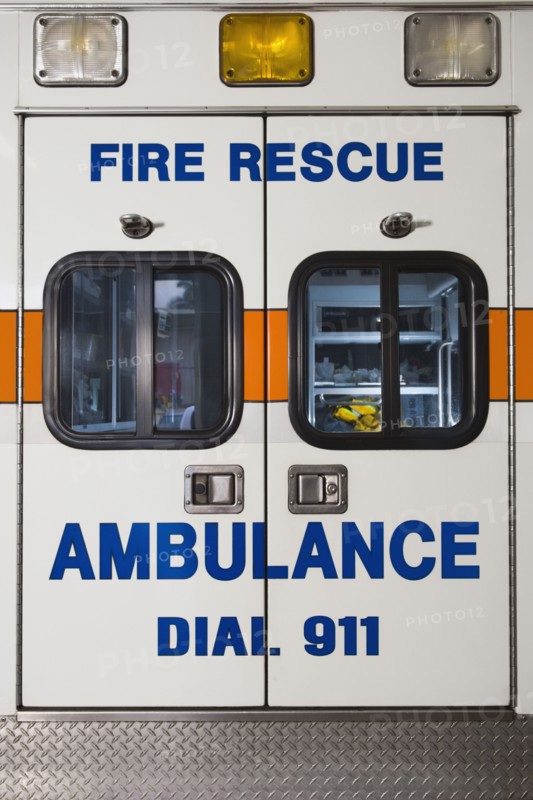 Rear view of ambulance