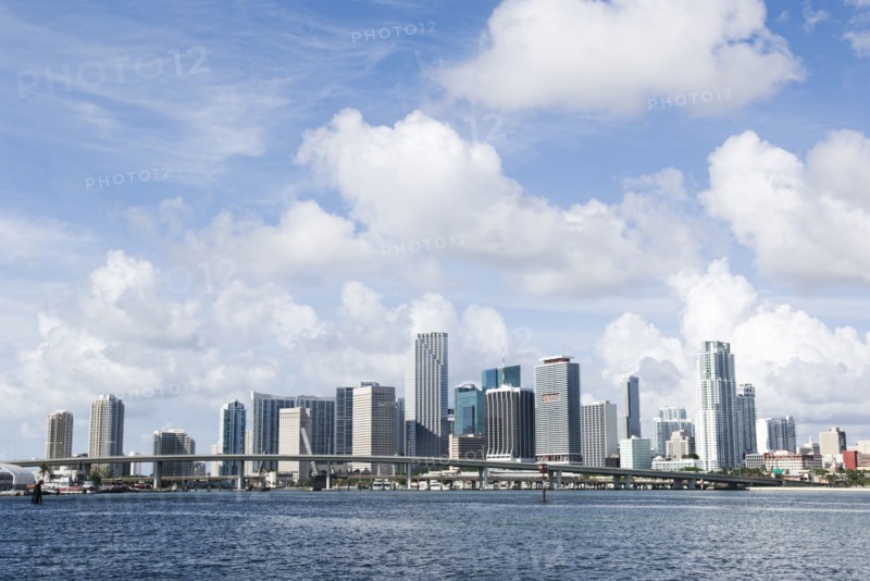 Miami city skyline and harbor
