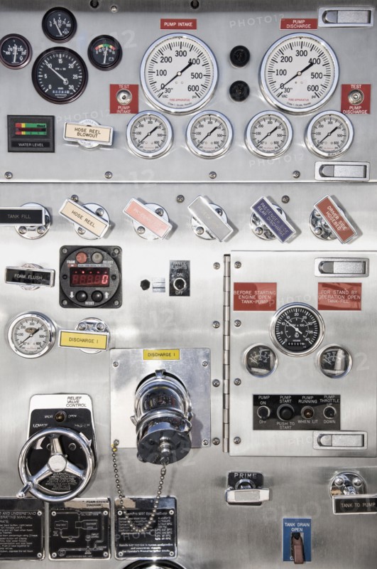 Close up of control panel gauges
