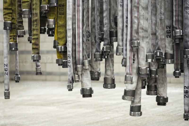 Detail of hanging fire hoses