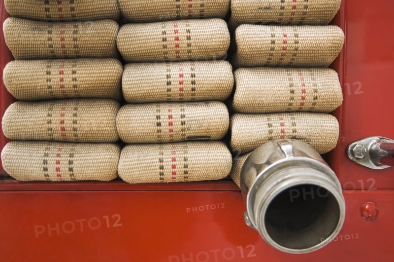 Close up of folded fire hose