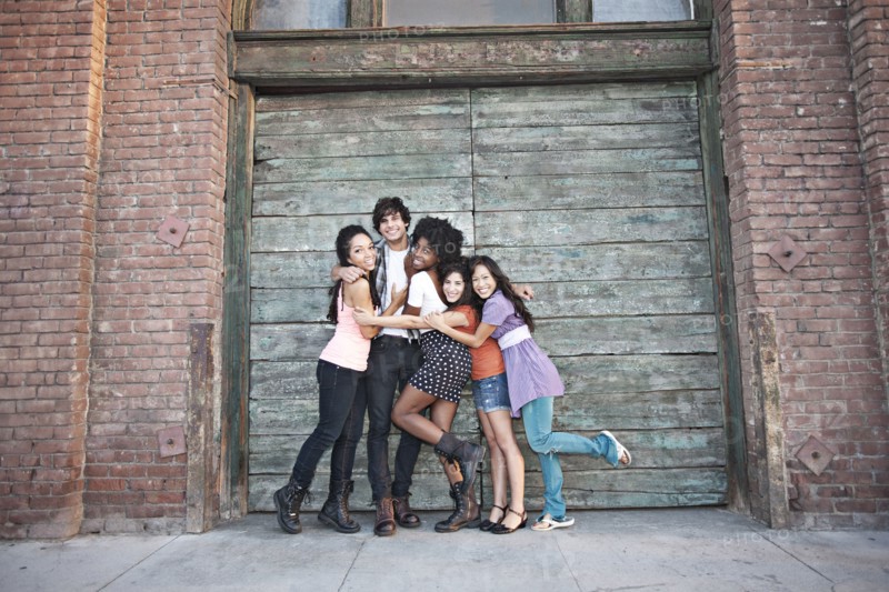 Friends hugging and hanging out