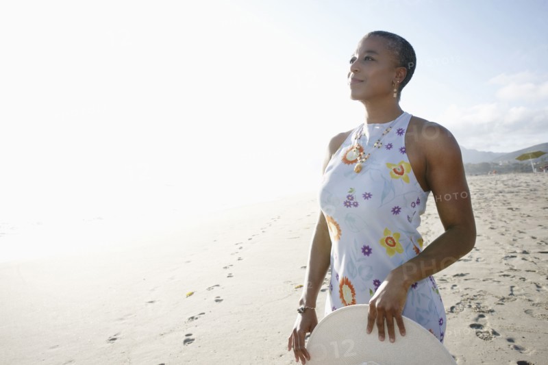 Black woman enjoying the beach
