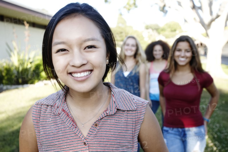 Smiling school friends